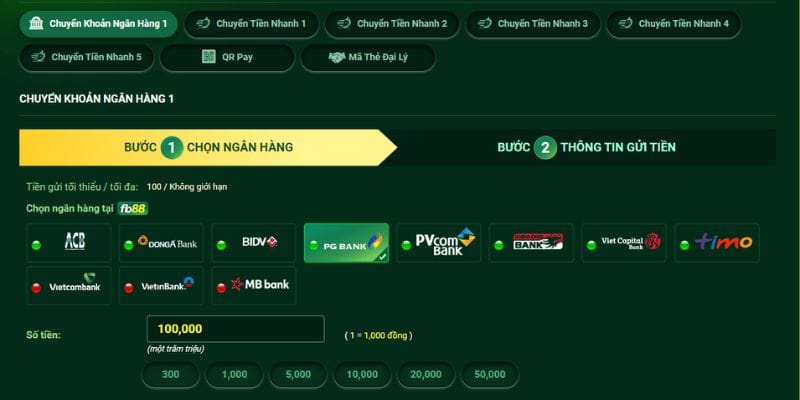 Hướng dẫn người chơi cách chuyển vốn từ ngân hàng vào nick game